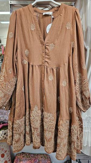 Regal Sun Babydoll Long Sleeve Mini Dress