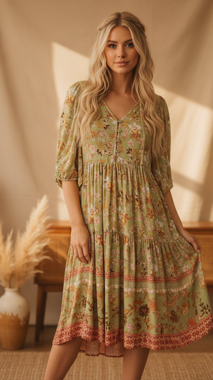 #Puff Sleeve Mini Dress Floral