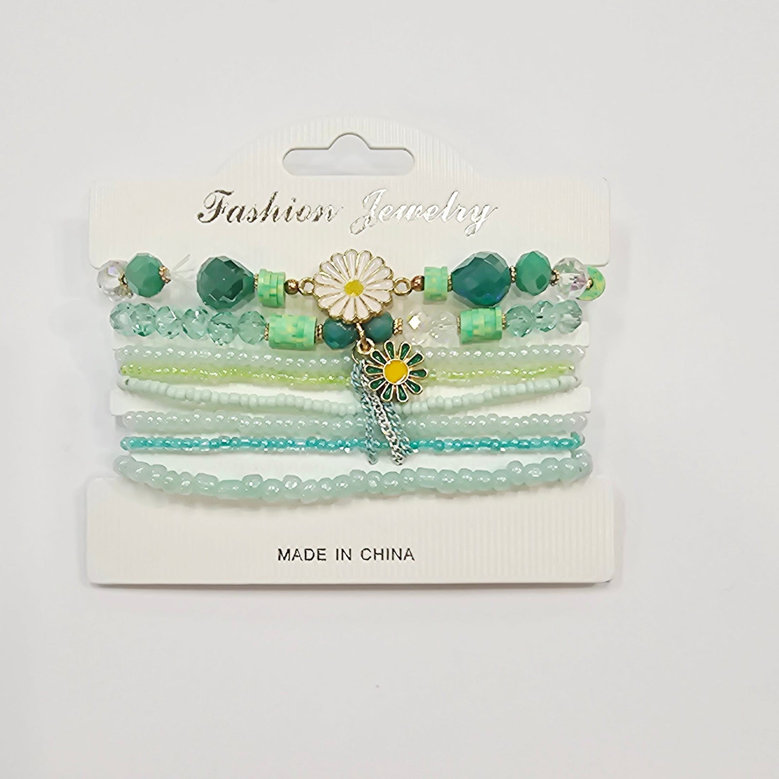 Elastic Bracelet Set - Green Garden
