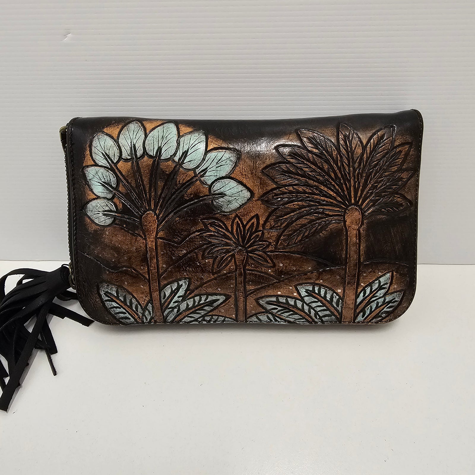 Leather Wallet - Black Palms