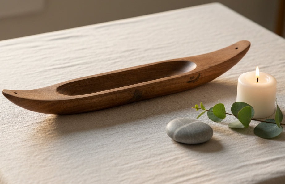 Wooden Boat Incence Holder