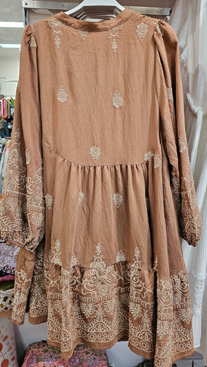 Regal Sun Babydoll Long Sleeve Mini Dress