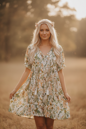 #Garden Mini Dress Puff Sleeve