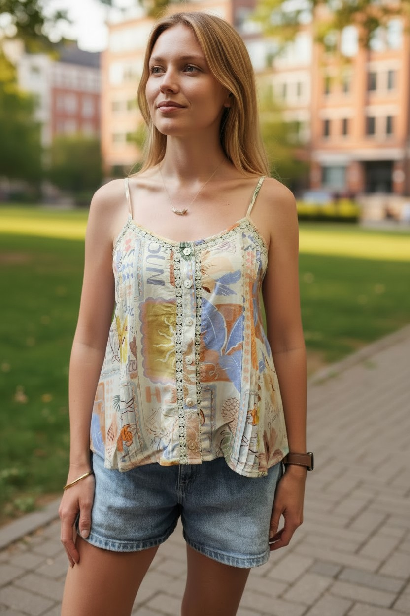 Hattie Slip top with Lace Trim