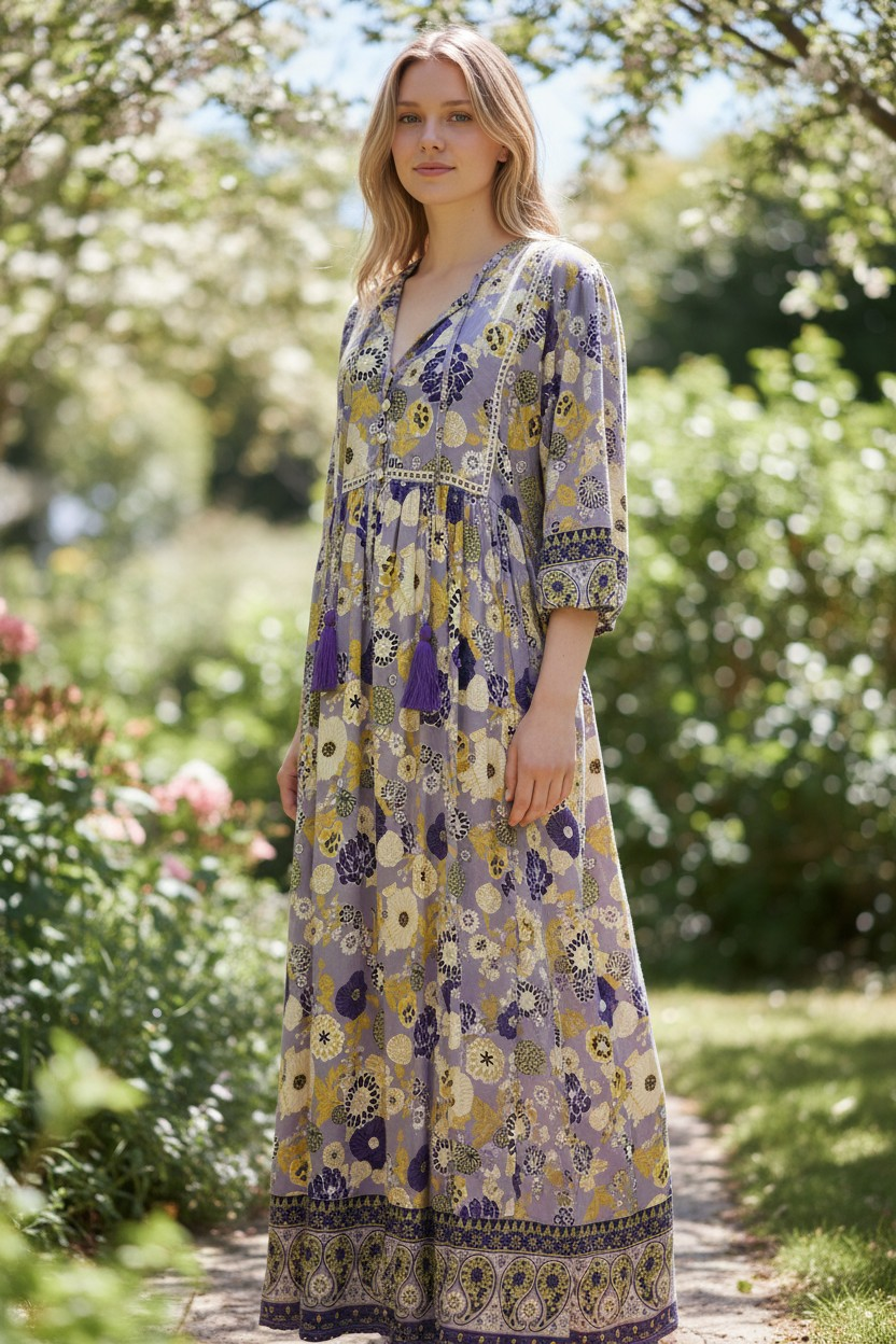 Cottage Garden Baby Doll Midi Dress