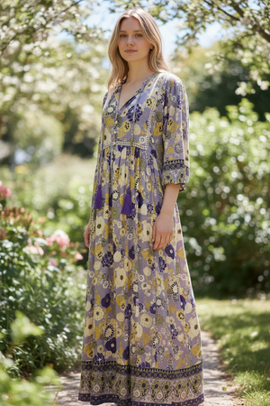 Cottage Garden Baby Doll Midi Dress
