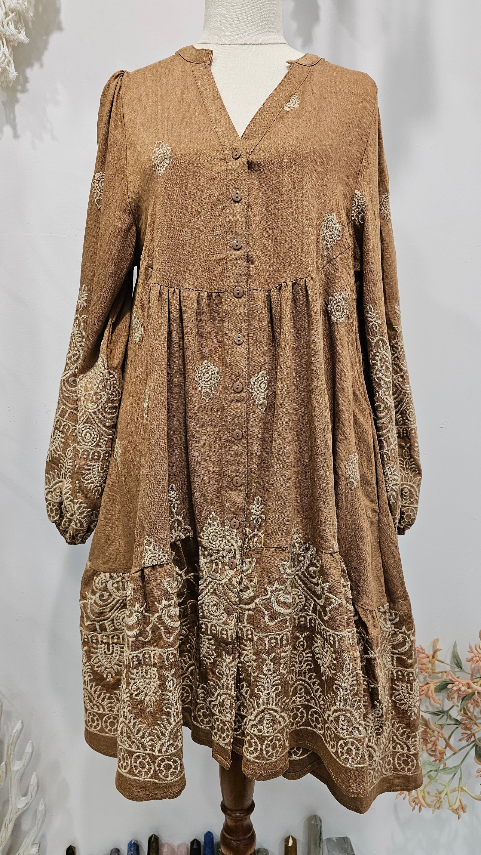 Regal Sun Babydoll Long Sleeve Mini Dress