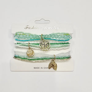 Elastic Bracelet Set - Green Garden