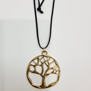 #Large Tree Of Life Pendant Leather Necklace
