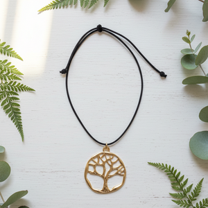 #Large Tree Of Life Pendant Leather Necklace