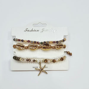 Elastic Bracelet Set - Gold Cowrie