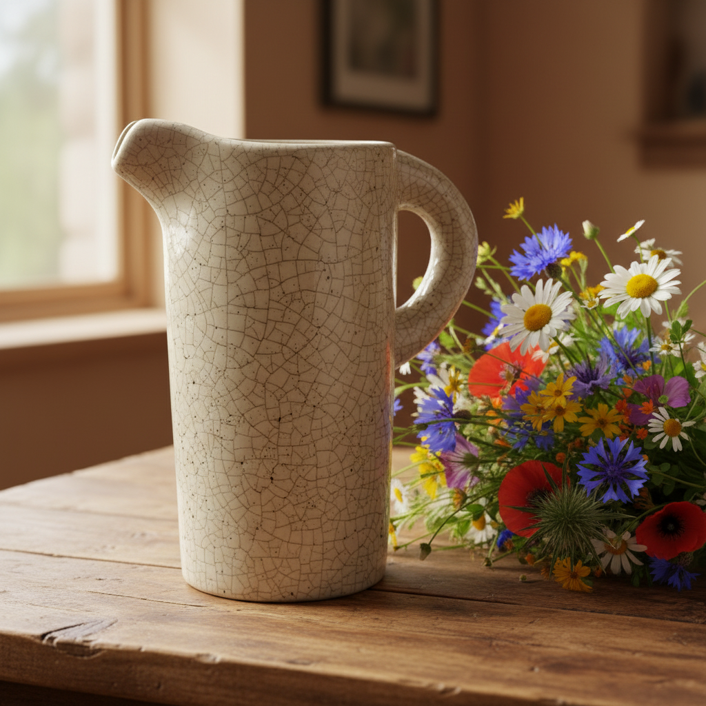 Ceramic Round Jug Crackle Look