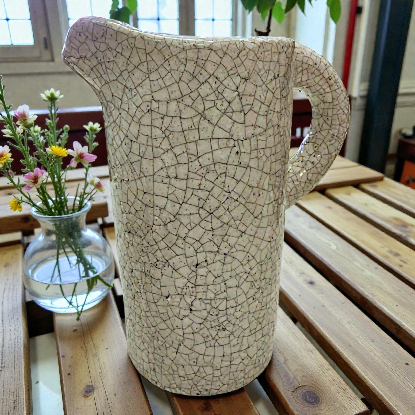 Ceramic Round Jug Crackle Look