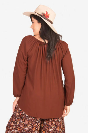 Long Sleeve Rose Top With Tassle Tie Up