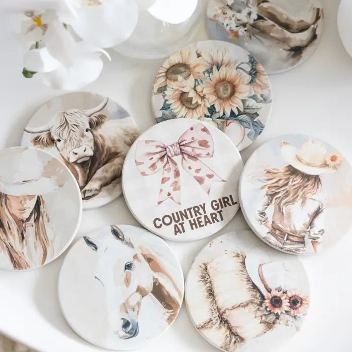 Saddle & Bloom Ceramic Coaster