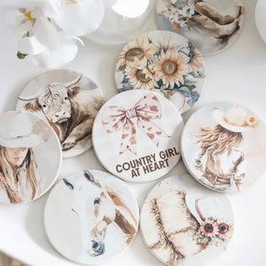 Saddle & Bloom Ceramic Coaster