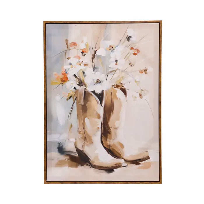 Saddle & Bloom Floral Boots Canvas 50x70