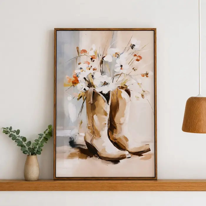 Saddle & Bloom Floral Boots Canvas 50x70