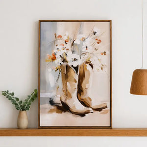Saddle & Bloom Floral Boots Canvas 50x70