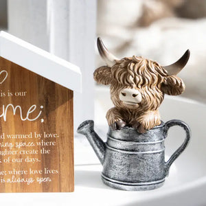 Saddle & Bloom Watering Can Highland Cow