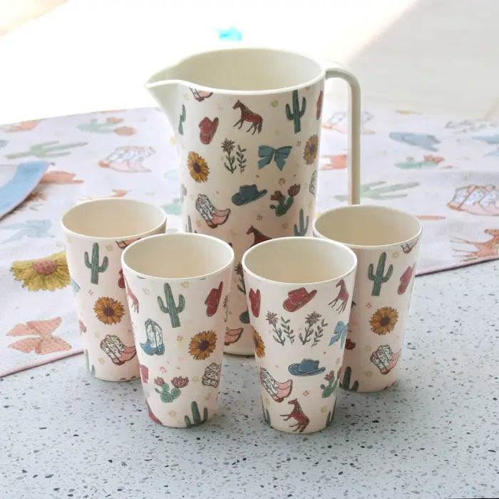 Saddle & Bloom Bamboo Melamine Cup & Jug Set