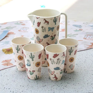 Saddle & Bloom Bamboo Melamine Cup & Jug Set