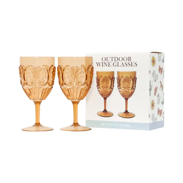 Saddle & Bloom Set Of 2 Outdoor Wine Glasses