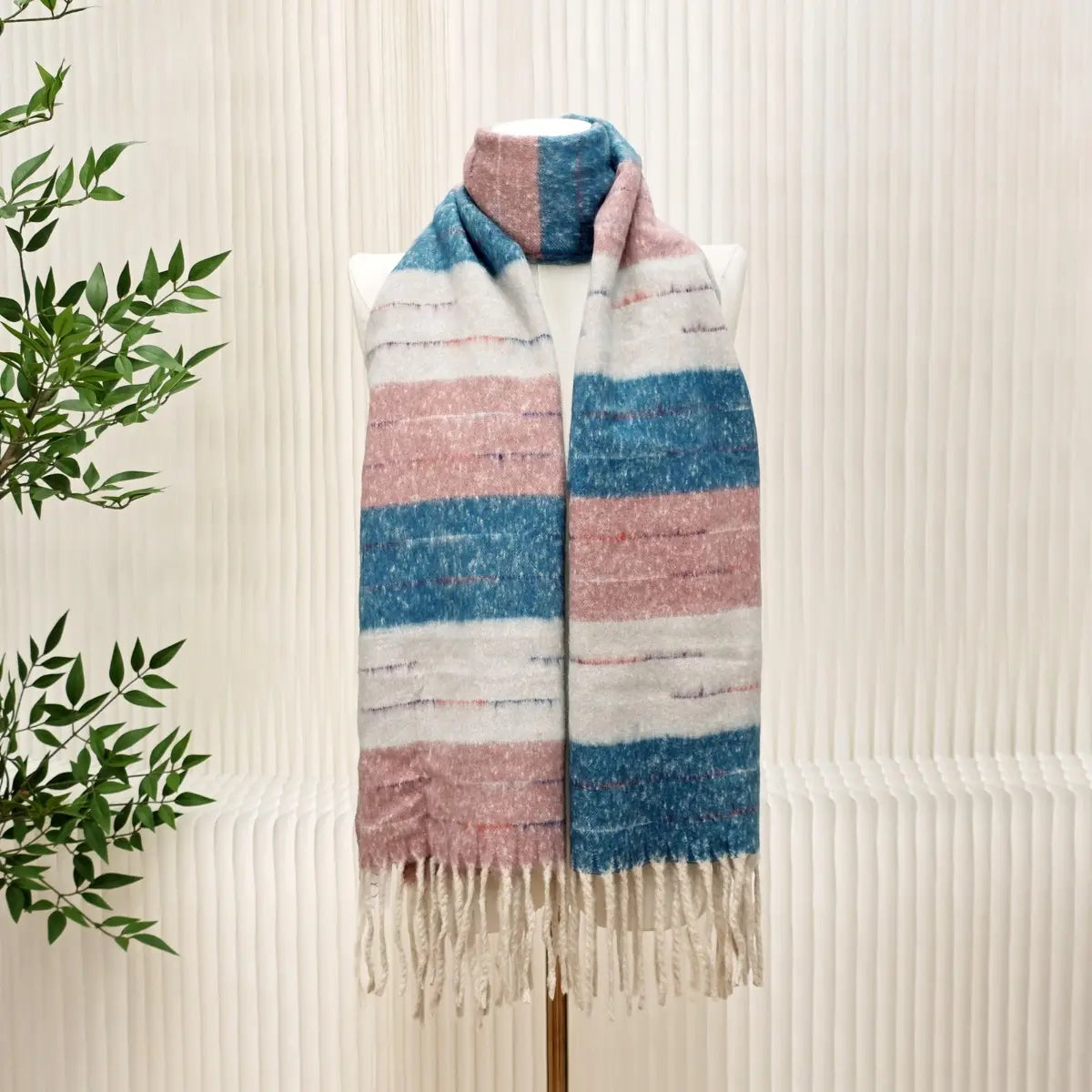 #Striped Winter Scarf With Tassles