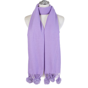 Plain Winter Scarf With PomPoms