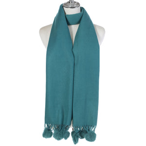 Plain Winter Scarf With PomPoms