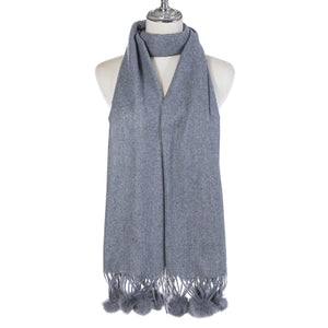 Plain Winter Scarf With PomPoms