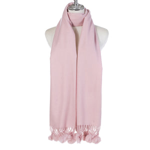 Plain Winter Scarf With PomPoms