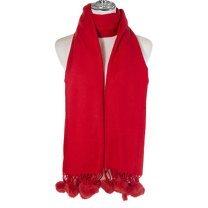 Plain Winter Scarf With PomPoms
