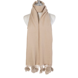 Plain Winter Scarf With PomPoms
