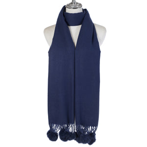 Plain Winter Scarf With PomPoms