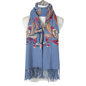 #Floral Embroidered Winter Scarf