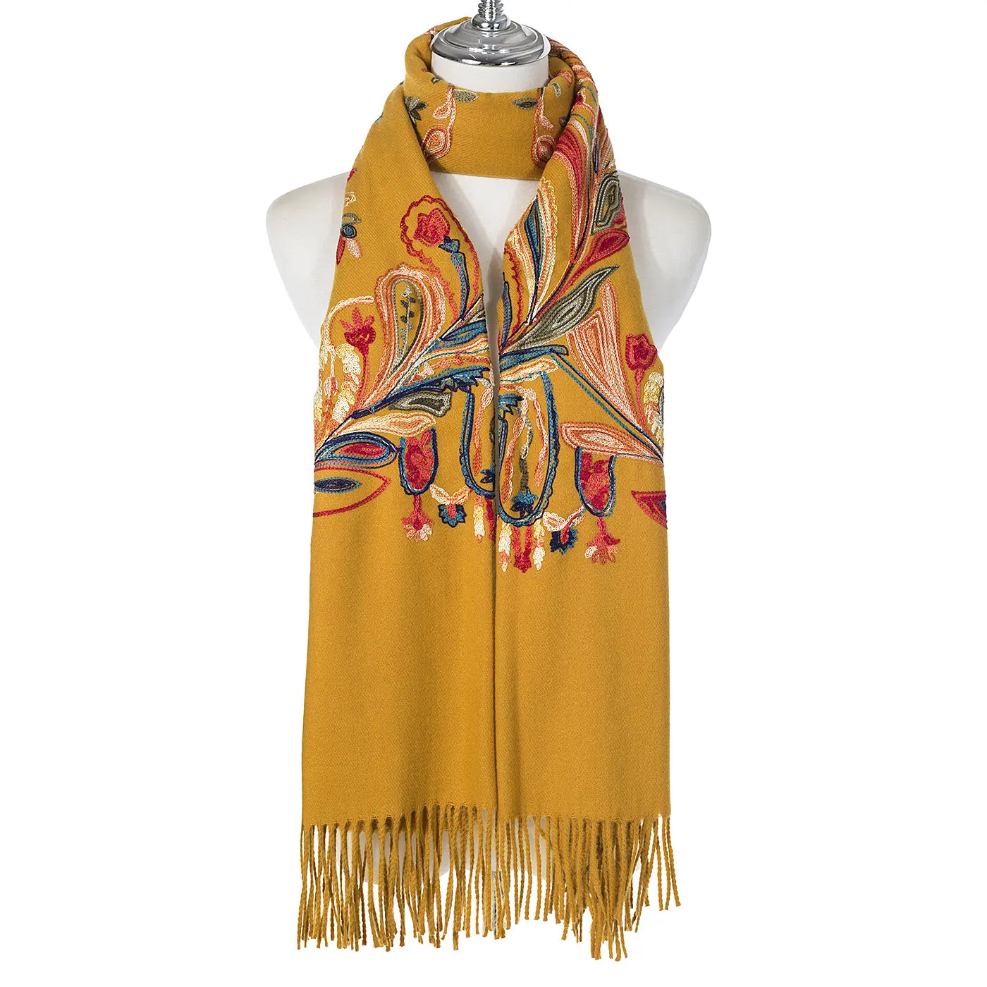 #Floral Embroidered Winter Scarf