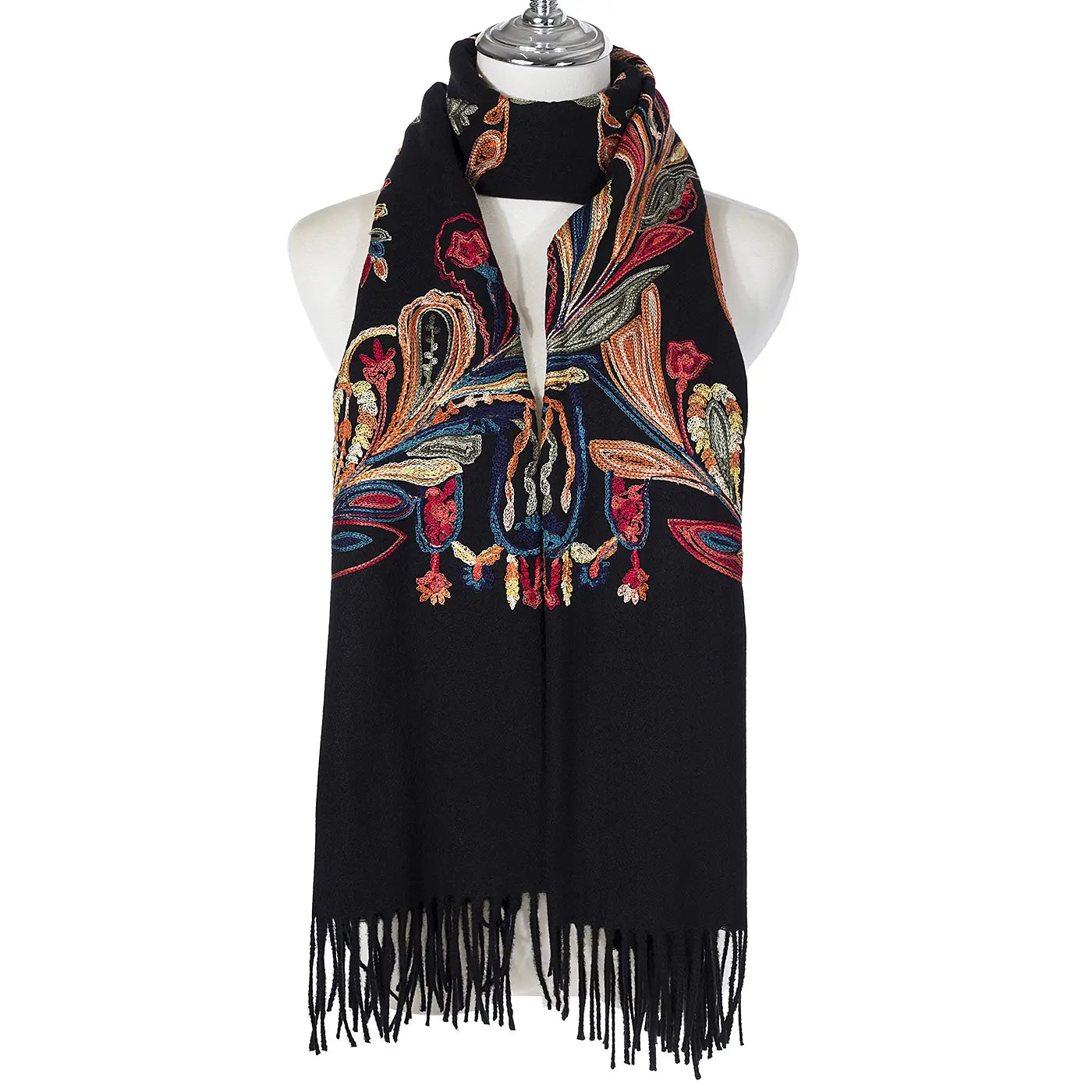#Floral Embroidered Winter Scarf