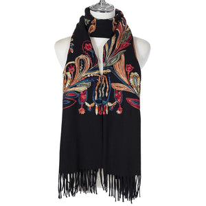 #Floral Embroidered Winter Scarf