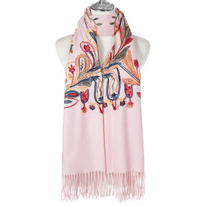#Floral Embroidered Winter Scarf
