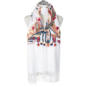 #Floral Embroidered Winter Scarf