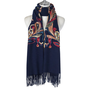 #Floral Embroidered Winter Scarf