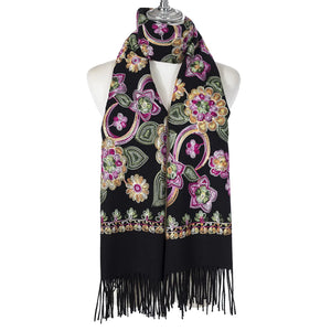#Flower Embroidered Winter Scarf