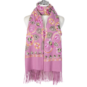 #Flower Embroidered Winter Scarf