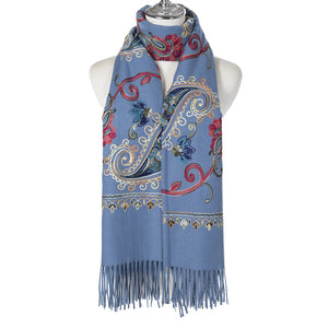 Paisley Embroidered Winter Scarf