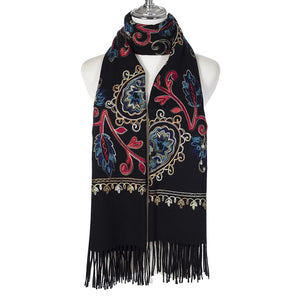 Paisley Embroidered Winter Scarf
