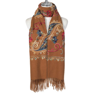 Paisley Embroidered Winter Scarf