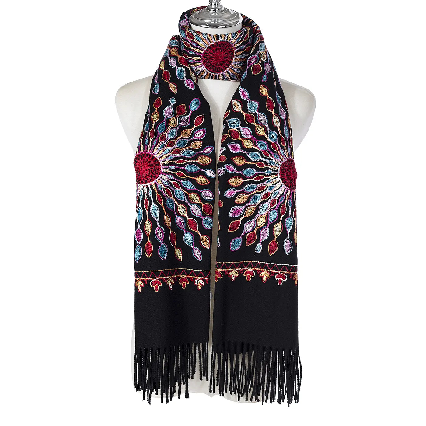 Sun Embroidered Winter Scarf