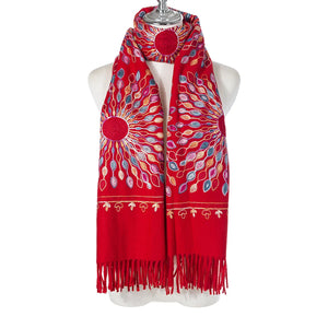 Sun Embroidered Winter Scarf