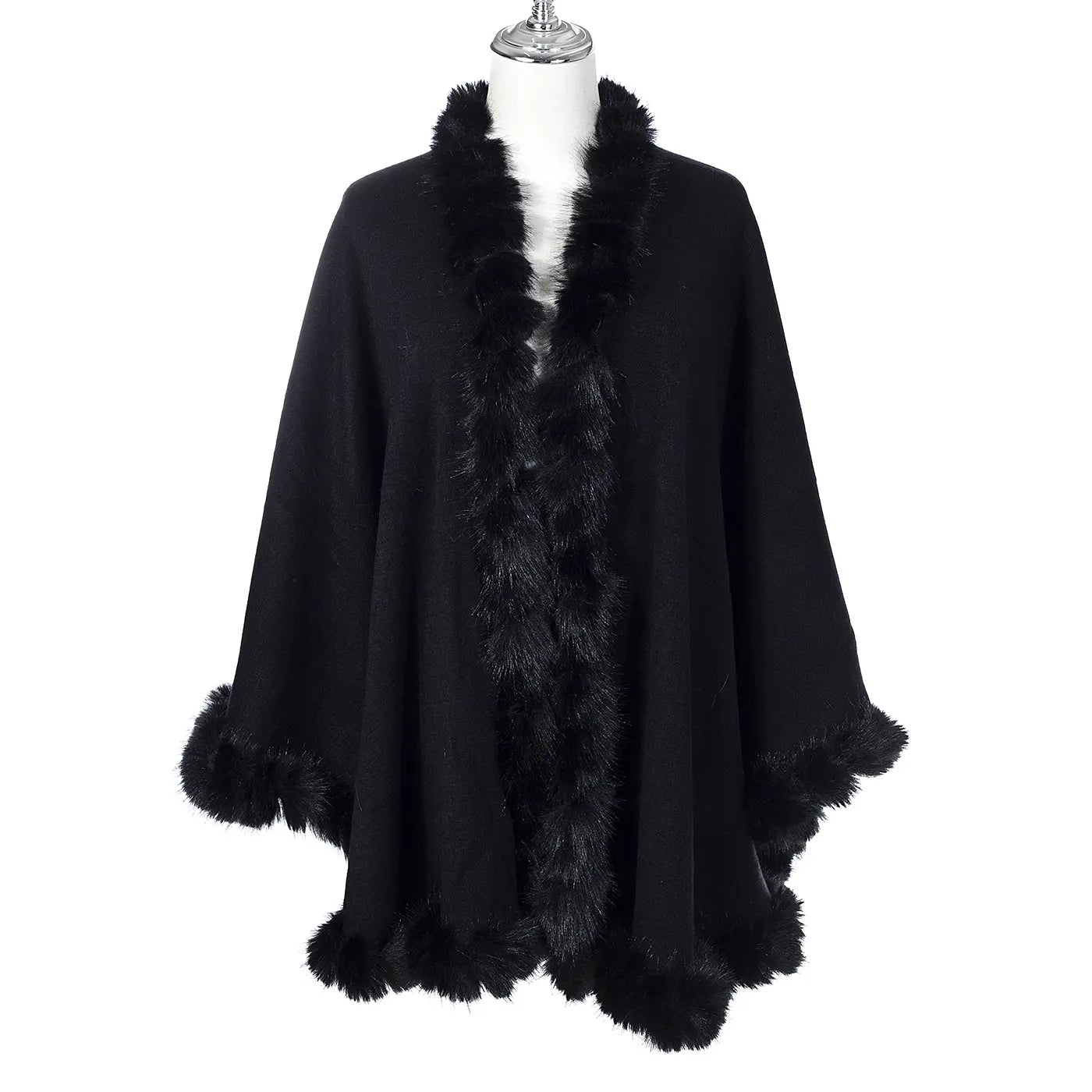 #Fur Trim Poncho